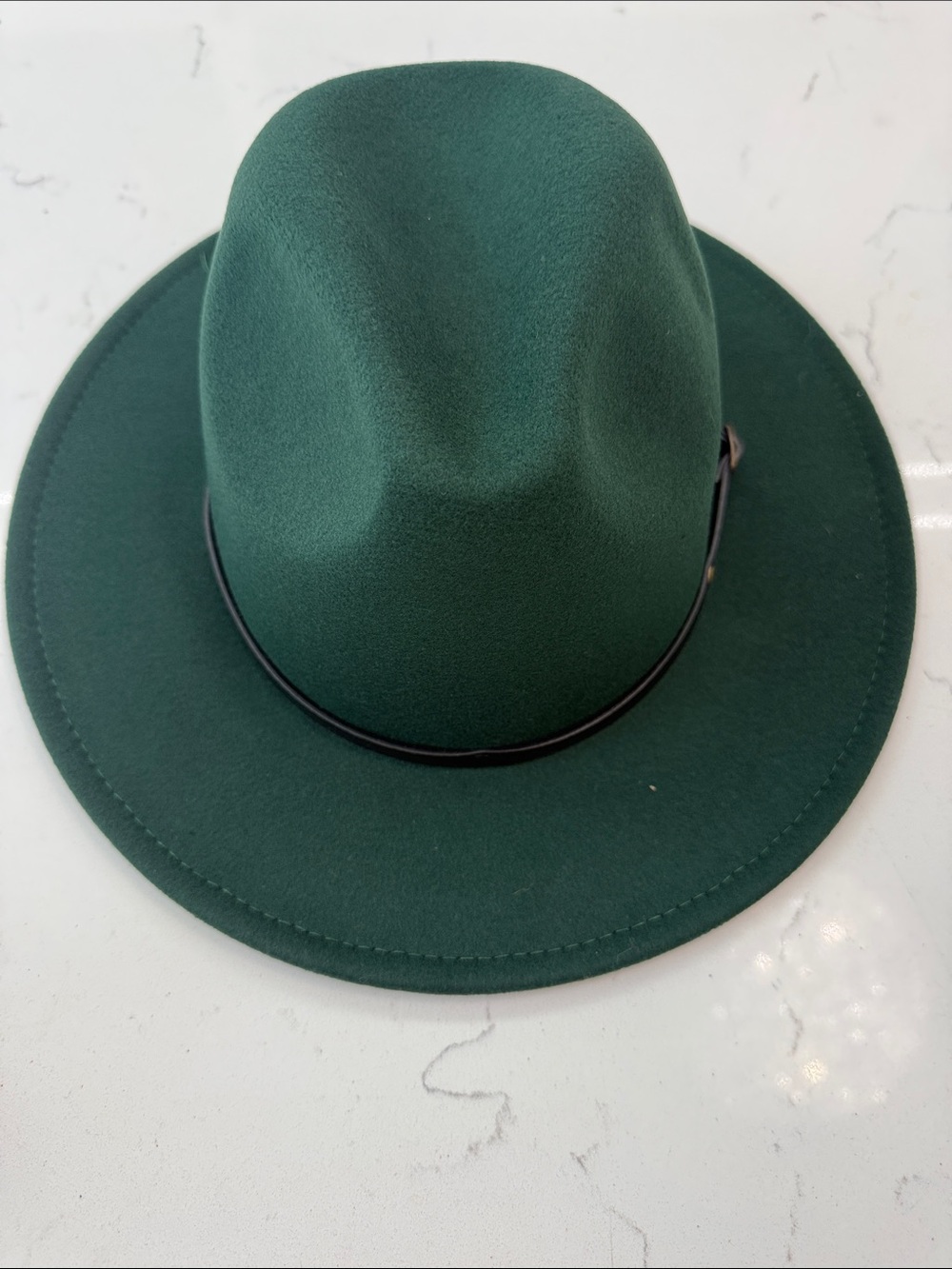 summer & rose Dark Green Felt Wide-Brim Fedora Hat